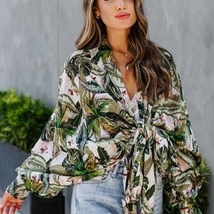 Vici Stay palm cotton kimono tie top